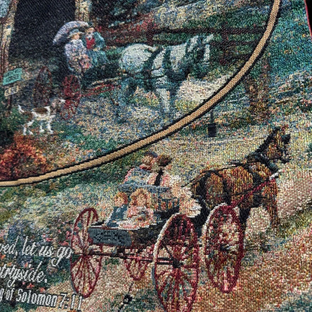 Thomas Kinkade Country Memo Woven Tapestry Wall Hanging 27x27 Song of Solomon